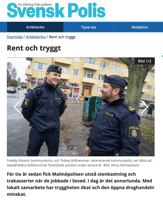 skärmdump från tidningen Svensk Polis